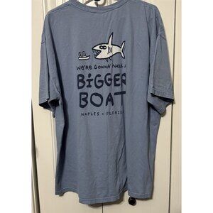 Vintage Big Hed Designs Mens T Shirt Naples Florida Shark Boat 2XL Blue
